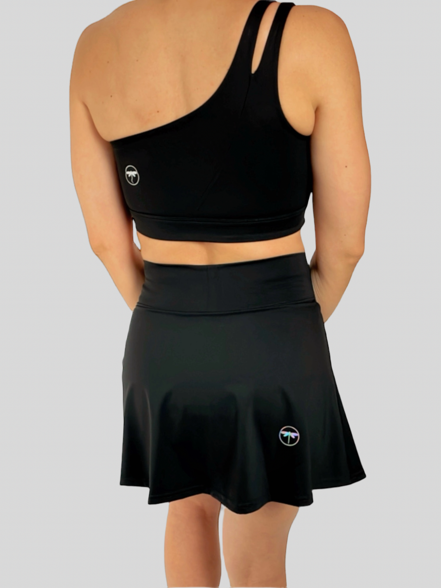 Fire High-Waist Top & Skirt Set - Black