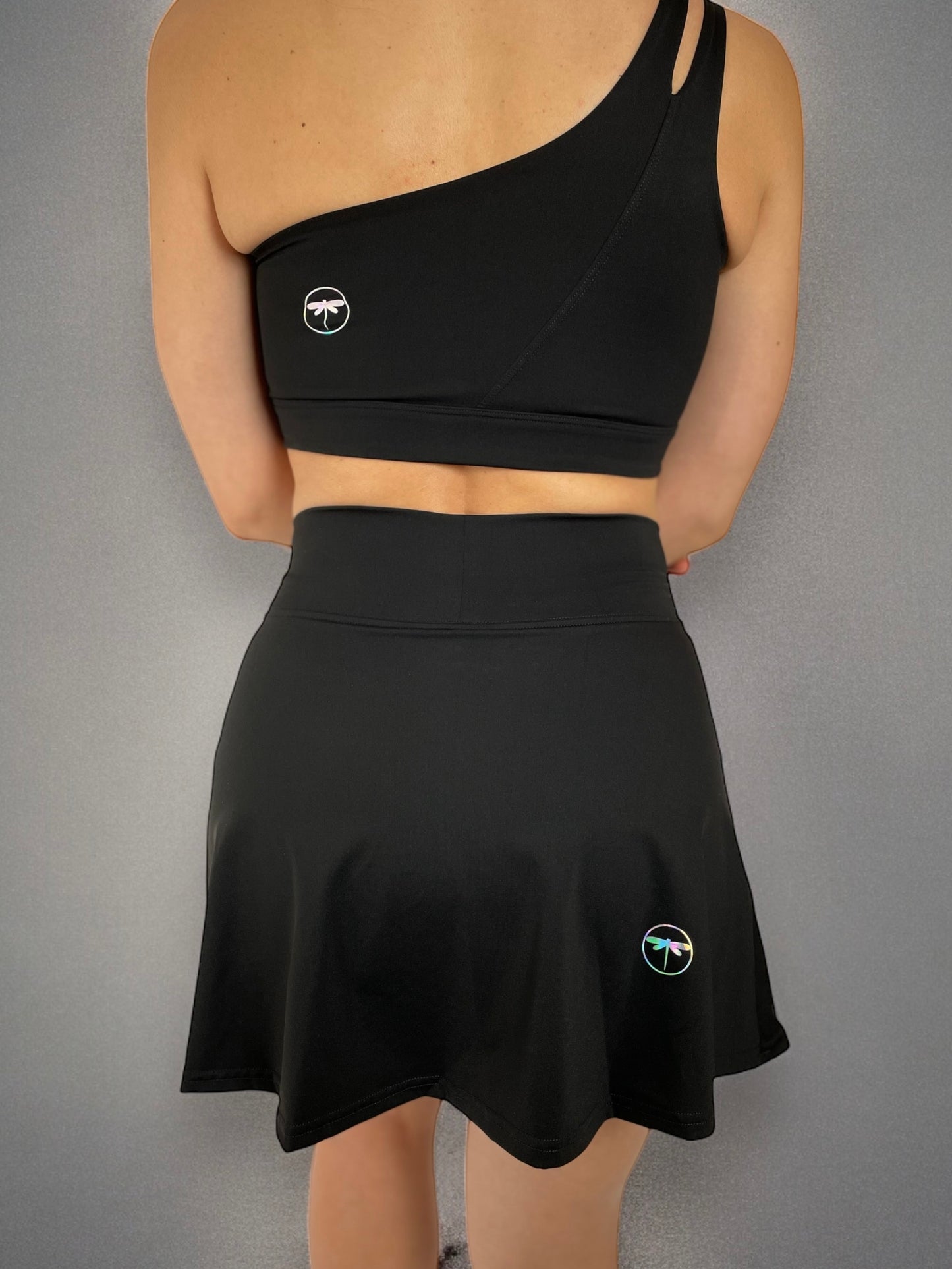 Fire High-Waist Top & Skirt Set - Black